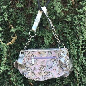 Silver and purple Beaded paisley handbag purse